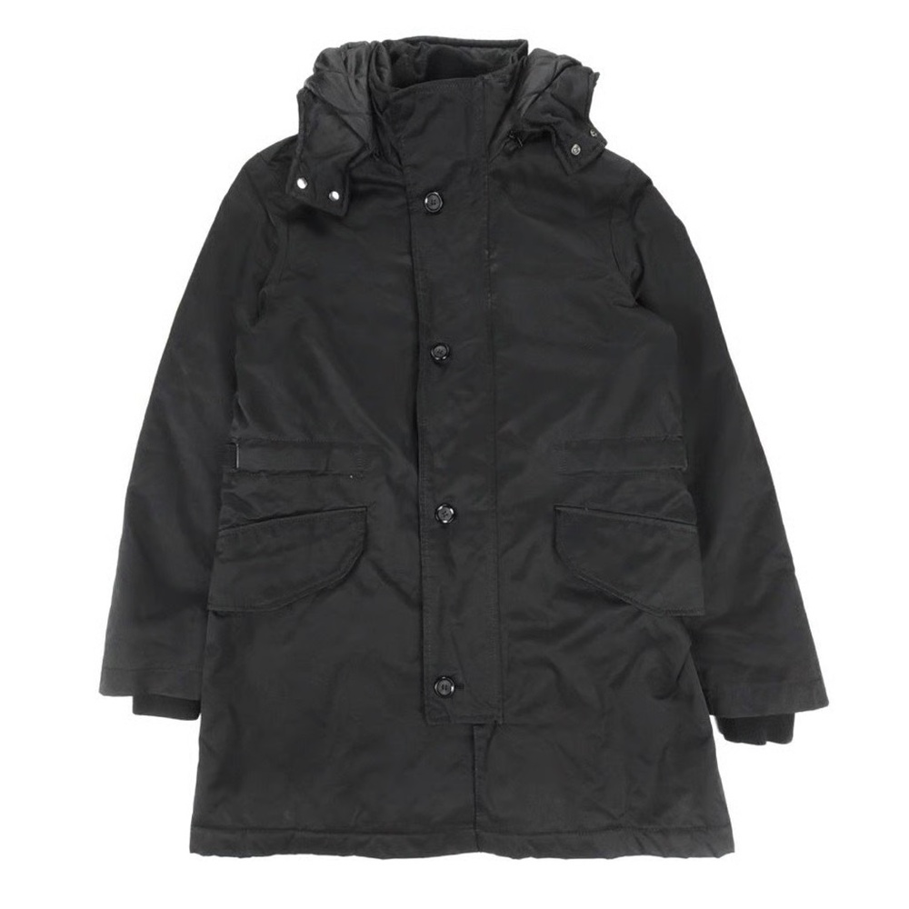 ZARA MAN Long Parka Jacket Windbreaker Hoodie Military Coat Large Black Gorpcore